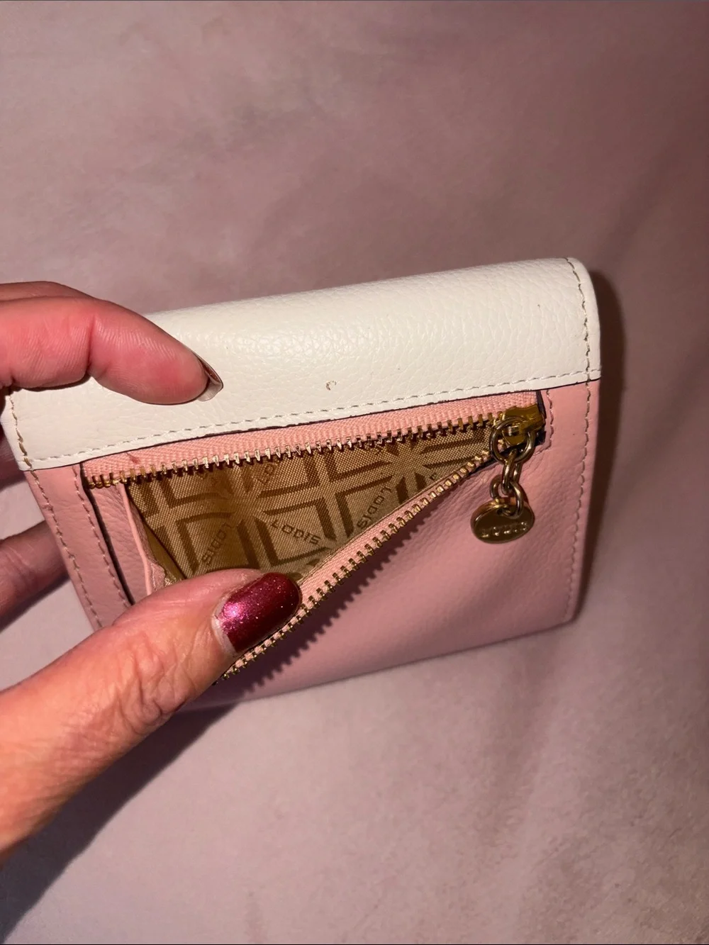 Lodis Colorblock Envelope Wallet in White, Pink & Tan
